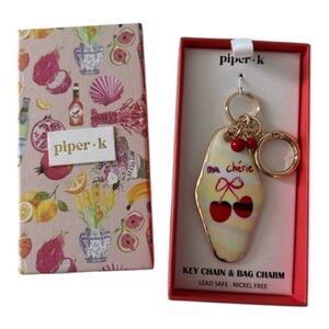 PIPER K Gold-Tone Keychain Bag Charm Cherry Ma Cherie Hotel Keychain Charm 🍒